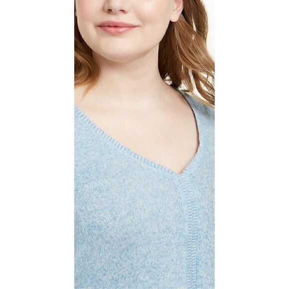 Style & Co Blue White Heathered Light Weight Sweater Front Tie sz 2X NEW - Picture 3 of 7